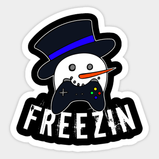 Snowman Face Gamer Freezin Sticker